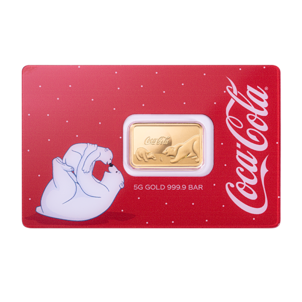 5 Gram PAMP Coca-Cola Holiday Polar Bears Pure Gold Bar
