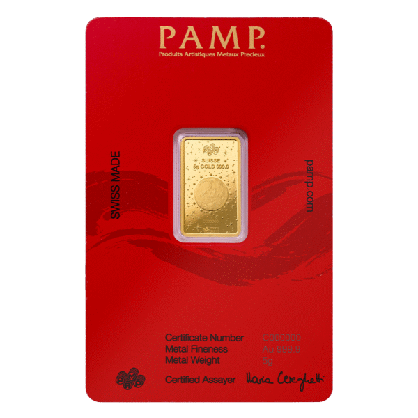 5 Gram PAMP 2025 Lunar Year of the Snake Pure Gold Bar - Image 2