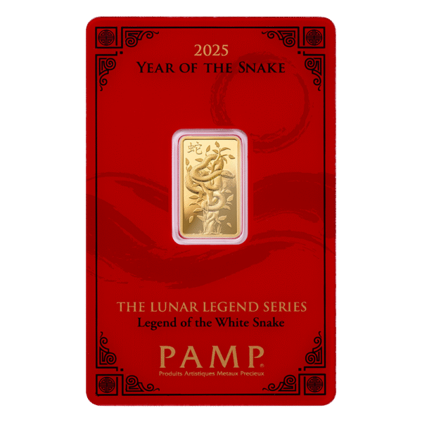 5 Gram PAMP 2025 Lunar Year of the Snake Pure Gold Bar