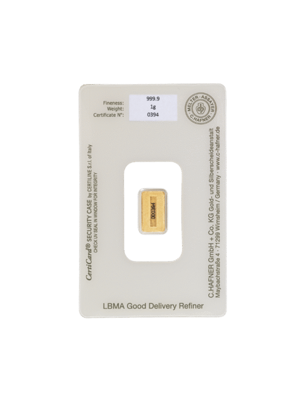 1 Gram C.Hafner Minted Gold Bar - Image 3
