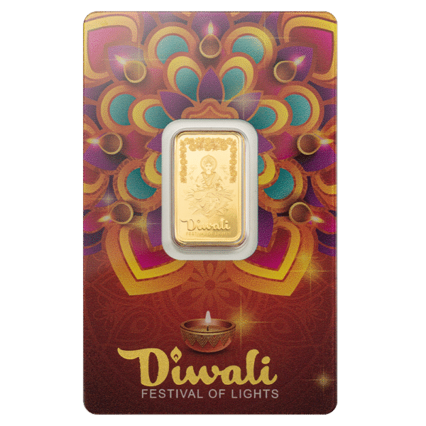 5 Gram PAMP Diwali Lakshmi & Rangoli Pure Gold Bar