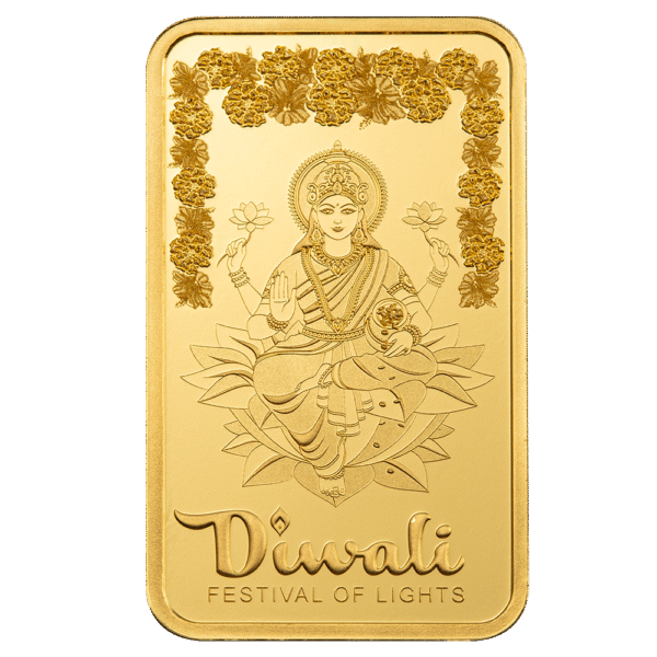 5 Gram PAMP Diwali Lakshmi & Rangoli Pure Gold Bar - Image 2