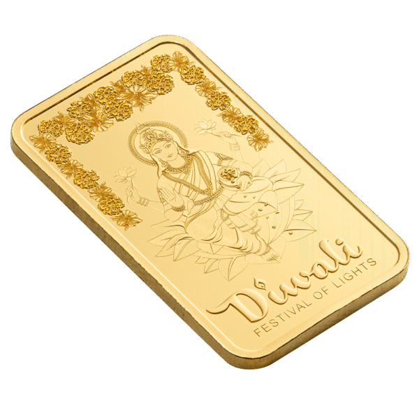 5 Gram PAMP Diwali Lakshmi & Rangoli Pure Gold Bar - Image 3