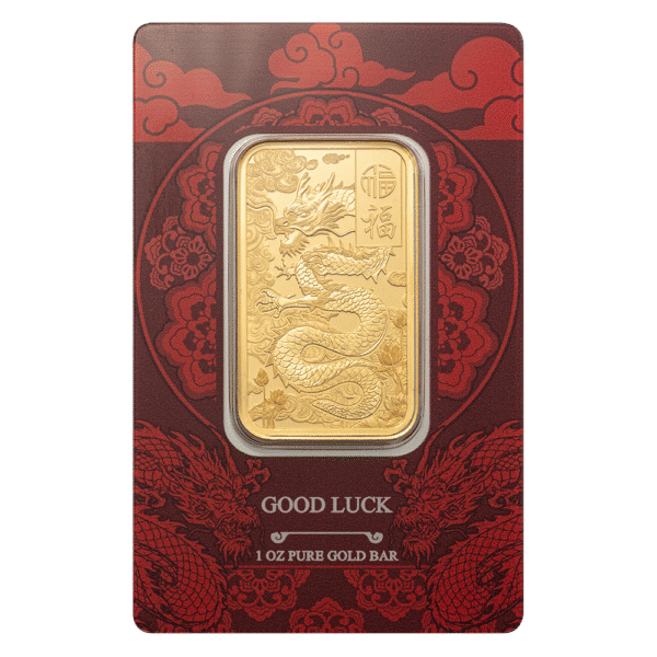 1 Ounce PAMP Good Luck Yellow Dragon Pure Gold Bar