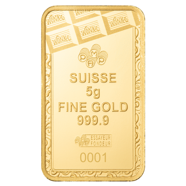 5 Gram PAMP Willy Wonka Chocolate Design Pure Gold Bar 2025 - Image 3