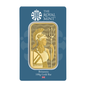 100 Gram Royal Mint Britannia Minted Gold Bar